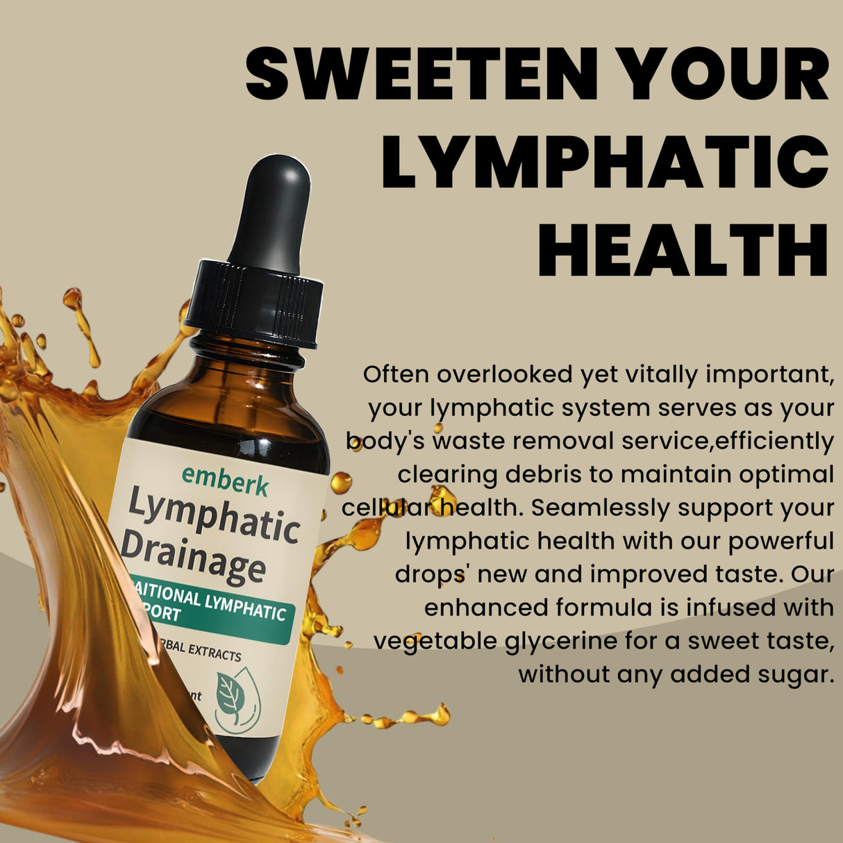 Lymphatic Drainage Drops, 2000mg Herbal Blend with Elderberry & Echinacea Dandelion,– Supports Lymphatic Drainage, Immune System & Detox 2 fl oz (1pcs)