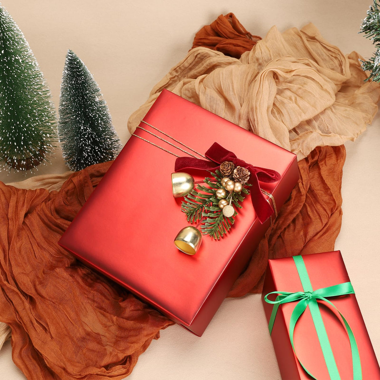 LaRibbons Red Christmas Wrapping Paper, Solid Color Matte Metal Gift Paper Jumbo Roll - 30 Inch x 33 Feet, Gift Wrapping Paper for Xmas, Holiday, Valentine's Day, Wedding, Birthday