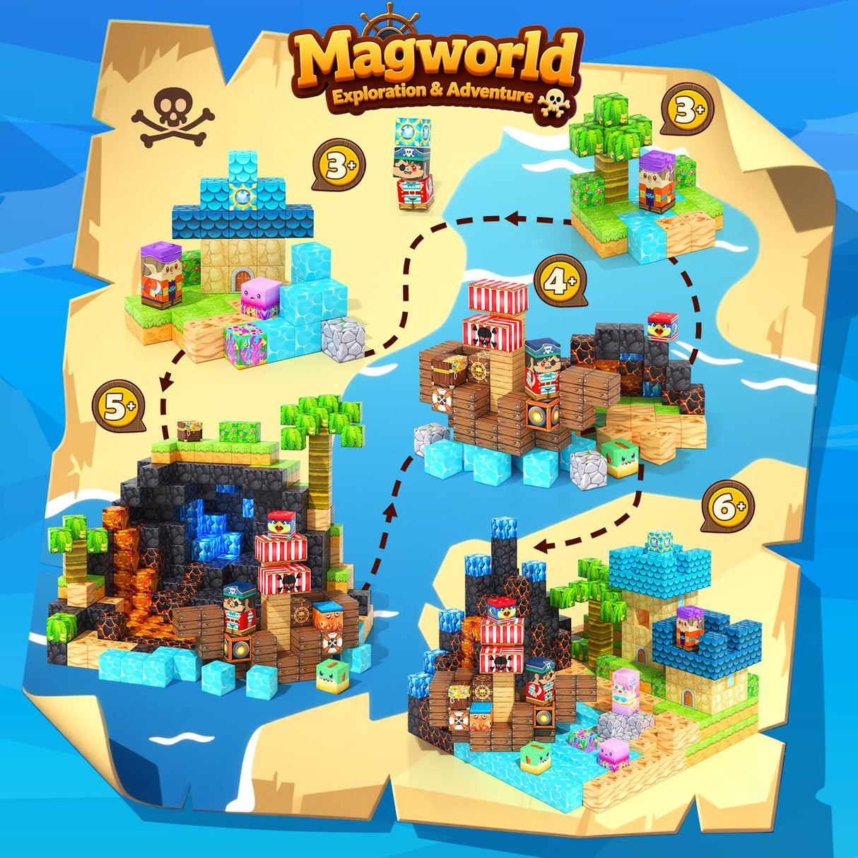 Magnetic Blocks - 150PCS Magnetic Building Blocks Magnet Toys for Kids Age 3-5 4-8 5-7 8-12, Mine Magnet World Craft Construction, Stacking Sensory Toy Christmas Birthday Gifts for Boys Girls