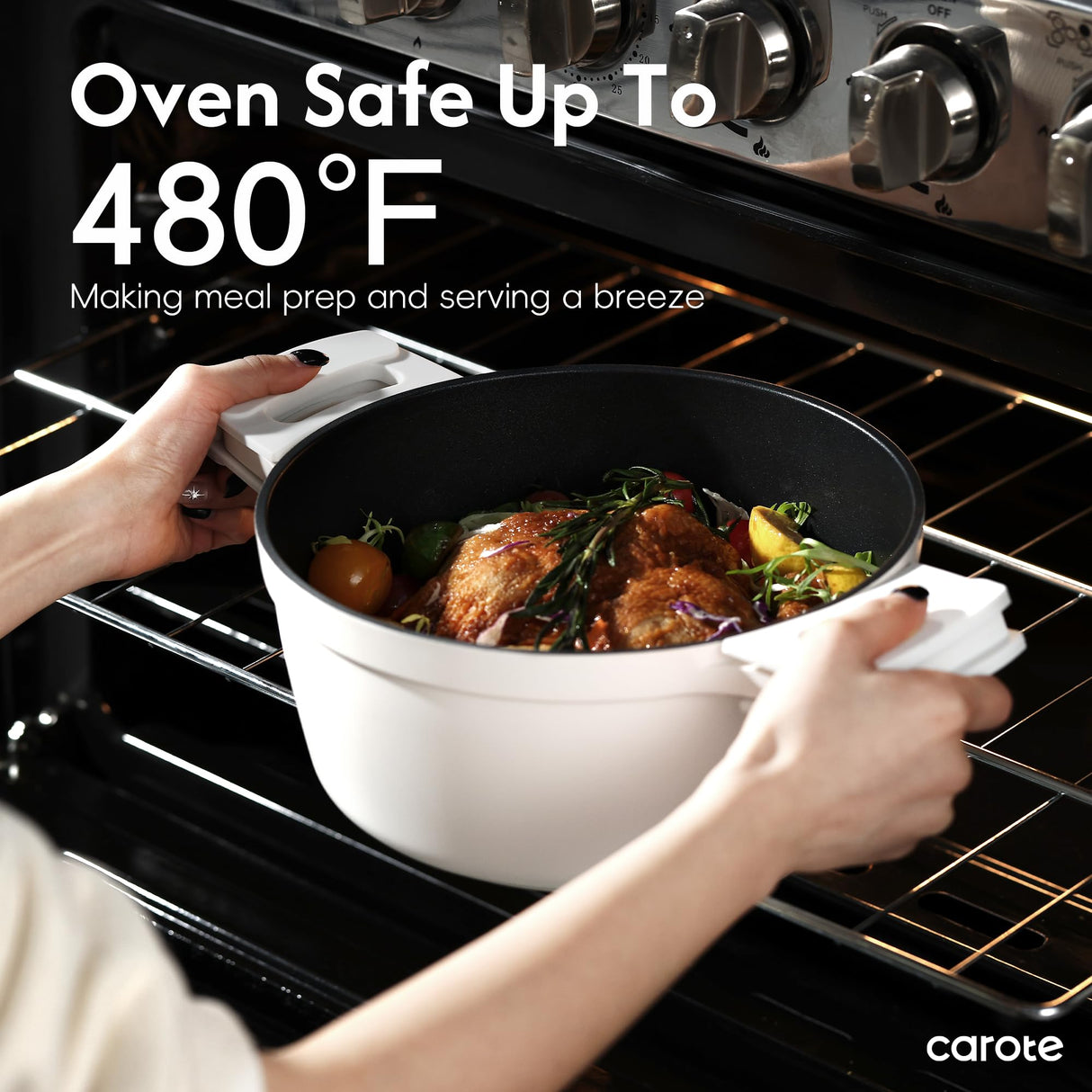 CAROTE 22pcs Pots and Pans Set Non Stick, Detachable Handle Cookware Set White, RV Cooking Set, Dishwasher/Oven/Fridge Safe, Pot and Pan Set, Induction Cookware