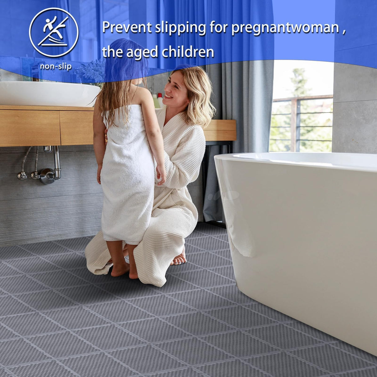 16 PCS Modular Interlocking Cushion Interlocking Floor Tiles with Hole Drainage Mat 10" x 10" Non Slip Pool Deck Mat Outdoor for Drain Deck Pool Patio Shower Kitchen Balcony (Grey)