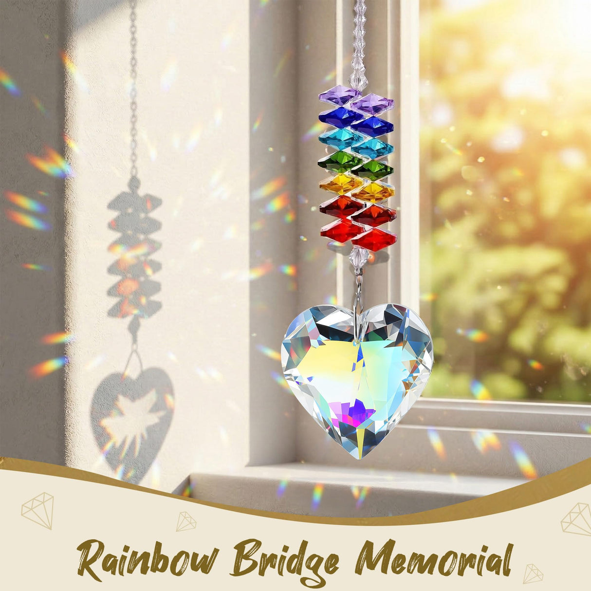Dog Memorial Gifts, Pet Memorial Crystal Suncatcher with Paw Shaped Photo Frame, Pet Loss, Personalized Loss of Dog Sympathy Gift, Beautifully Packaged Dogs and Cats Remembrance Bereavement Gifts