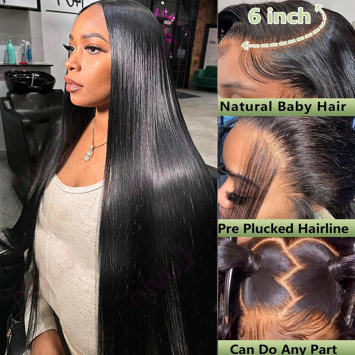 Knosps 30 Inch 13x6 Lace Front Wigs Human Hair Pre Plucked Straight HD Lace Front Wigs Human Hair 180 Density 13x6 Frontal Wigs Human Hair with Baby Hair Straight Glueless Wigs Human Hair for Women