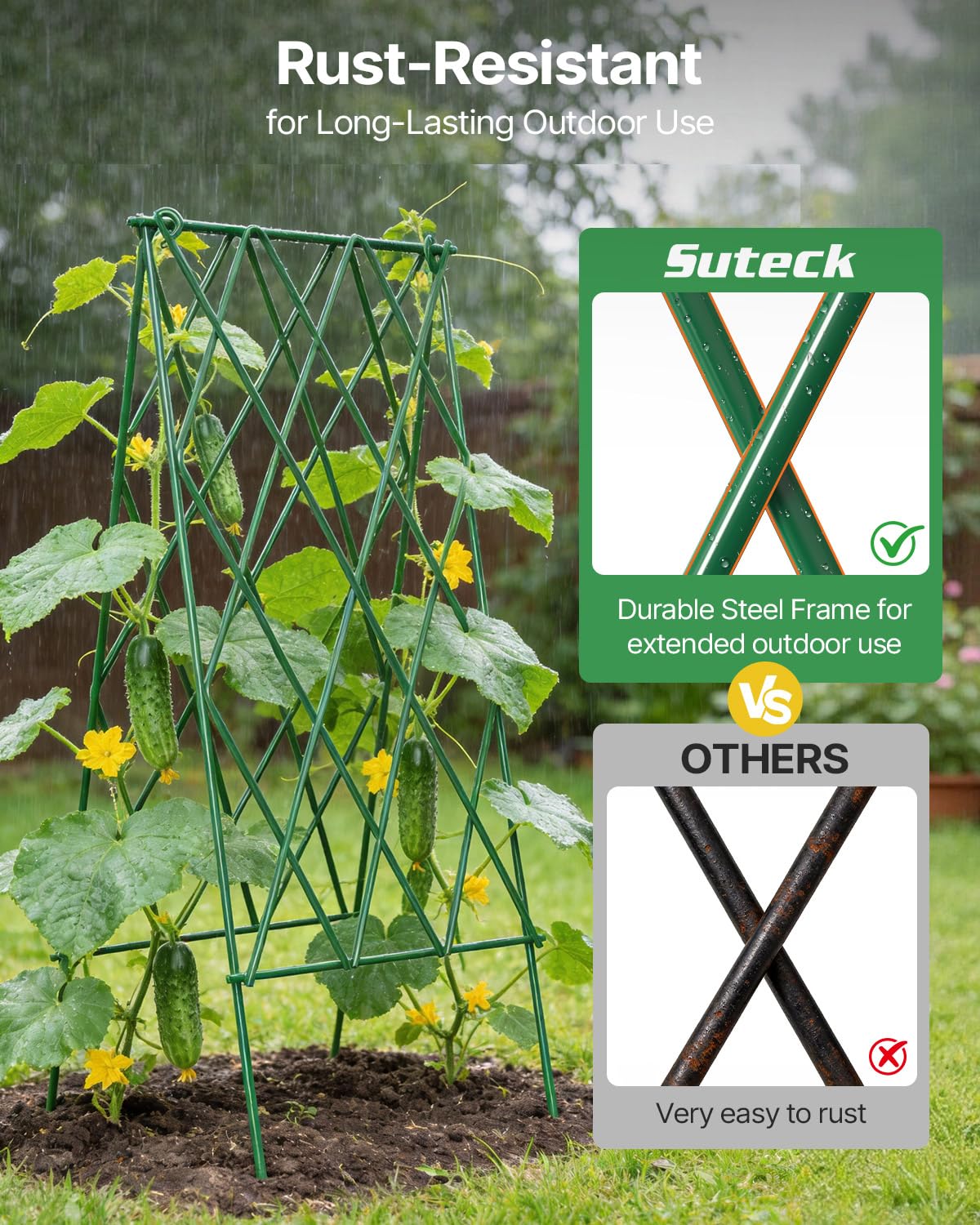 Suteck Cucumber Trellis 39.2" 2 Pack A-Frame, Foldable Metal