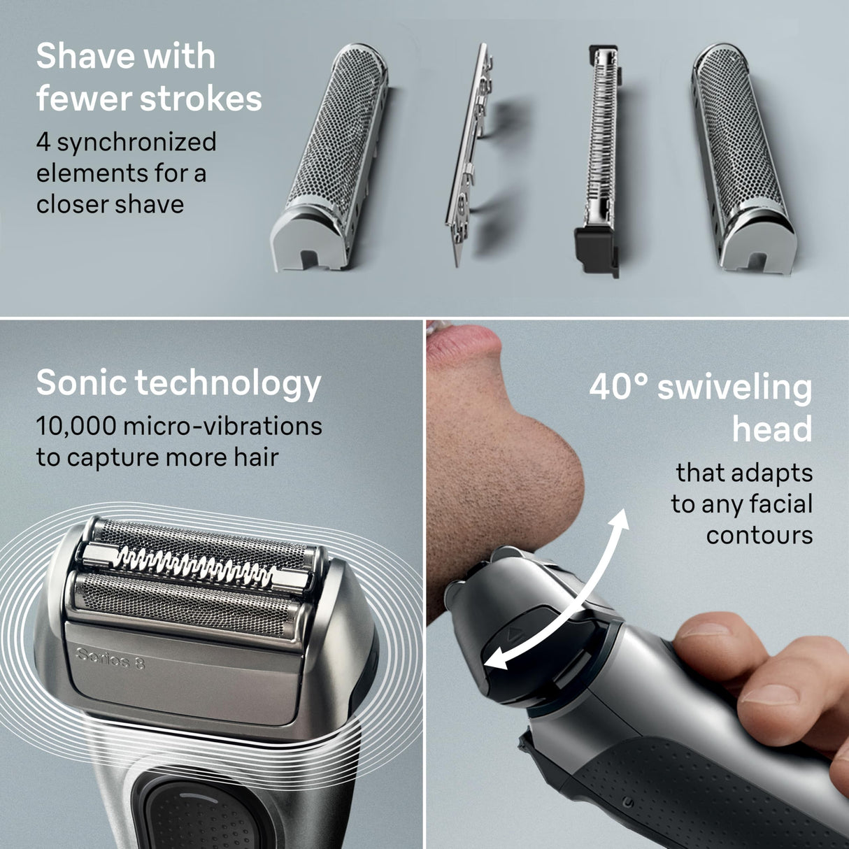 Braun Series 8 Electric Shaver, Shaving Kit with 4+1 Shaving Elements, Precision Long Hair Trimmer, SmartCare Center, PowerCase