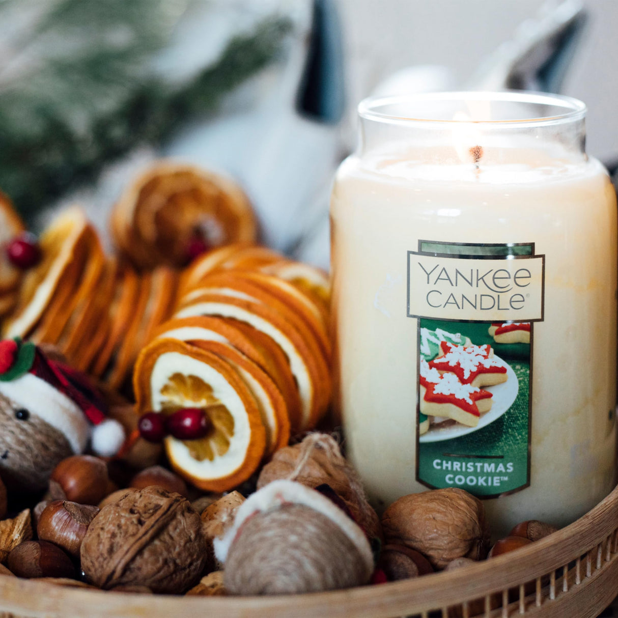 Yankee Candle Christmas Cookie Scented Classic 22oz Large Jar Single Wick Candle Over 110 Hours of Burn Time Perfect for Holiday Gifting and Celebration