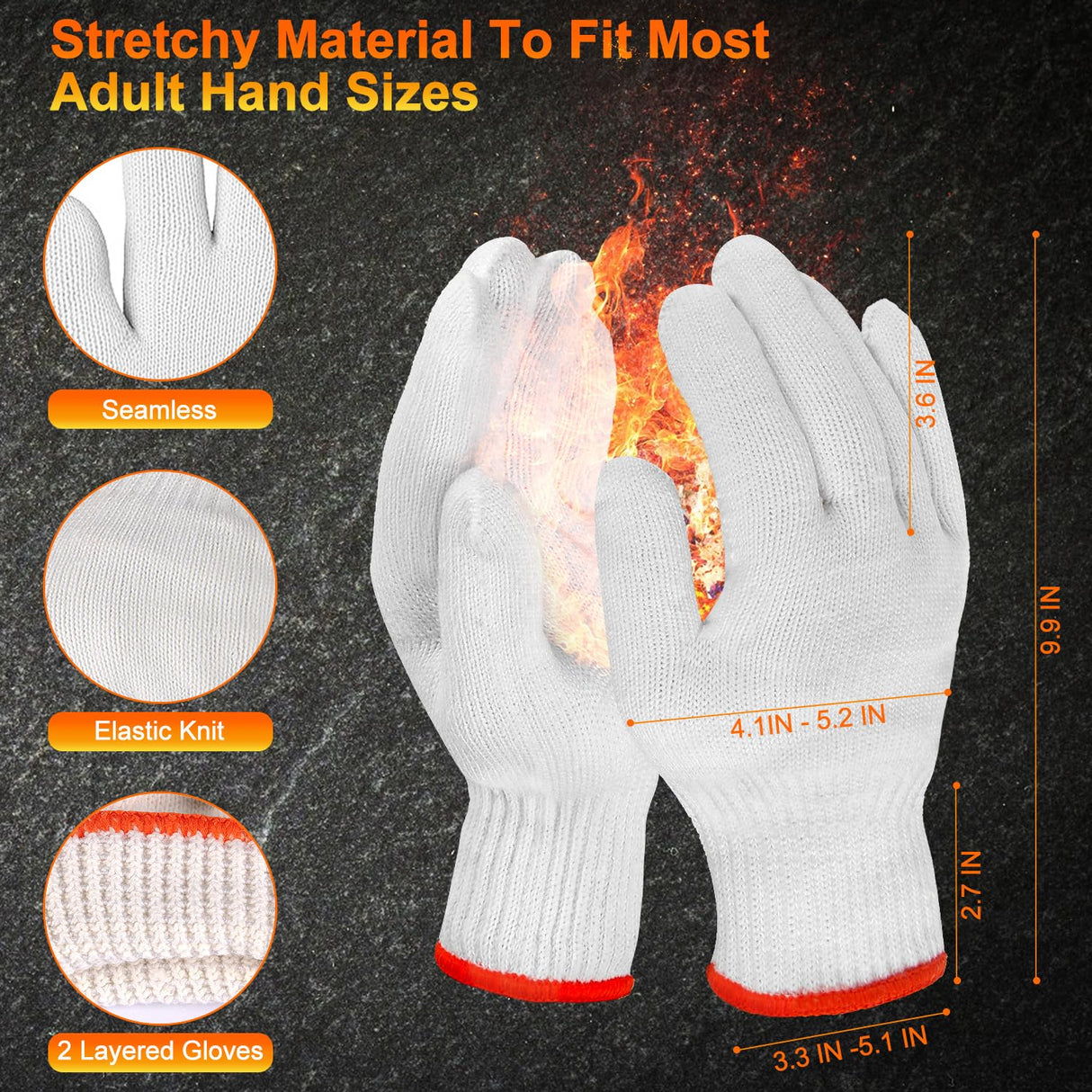 ANBOSON BBQ Gloves for Cooking Baking Grilling, 100 Count Disposable Nitrile Gloves and 4 Count Cotton Glove Liners Washable (10mil Nitrile, X-Large)