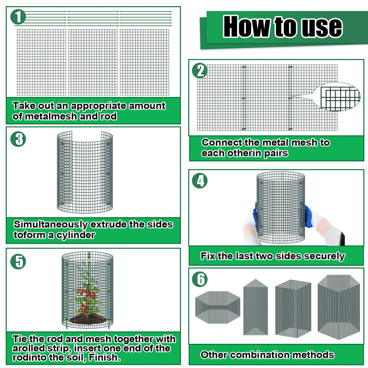 6 Set Wire Plant Protector from Animals - 12"x16" 18Pcs Metal Mesh