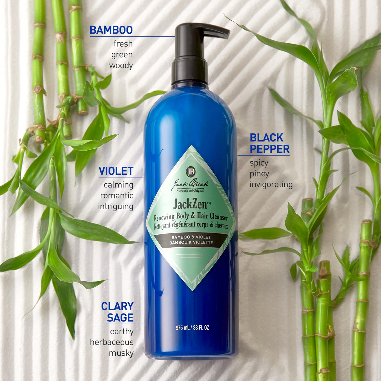 Jack Black JackZen Renewing Body & Hair Cleanser, 33 Fl Oz – Bamboo & Violet – Mens Body Wash, Mens Shampoo, Skin Care, Hair Care, Dual-Purpose Body Wash Men, Sulfate–Free