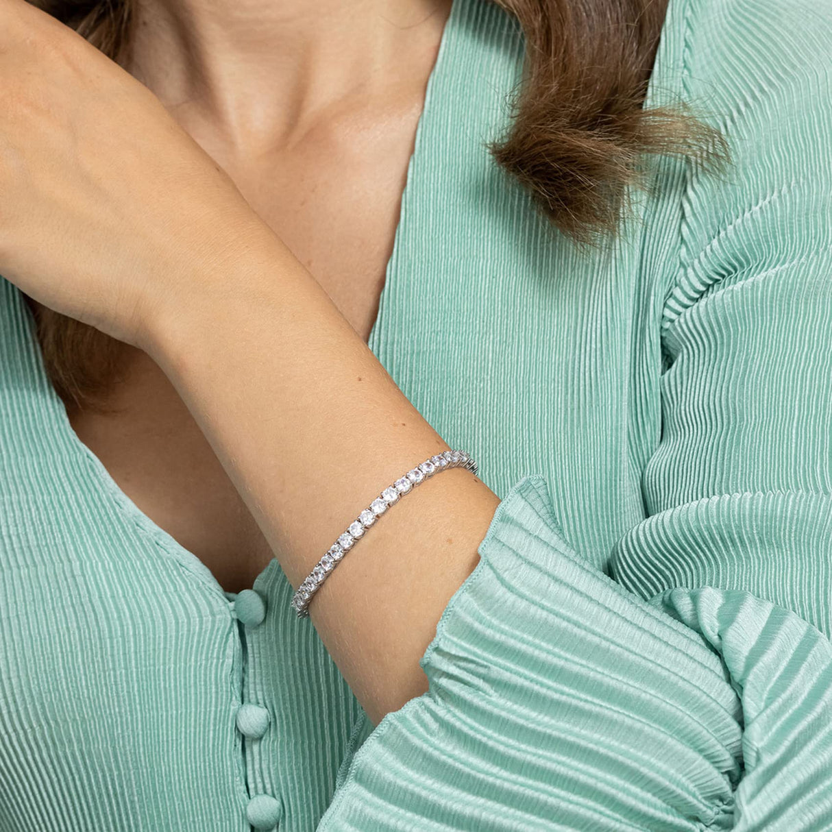 PAVOI 14K Gold Plated Cubic Zirconia Classic Tennis Bracelet | White Gold Bracelets for Women | 4mm CZ, 7 Inches
