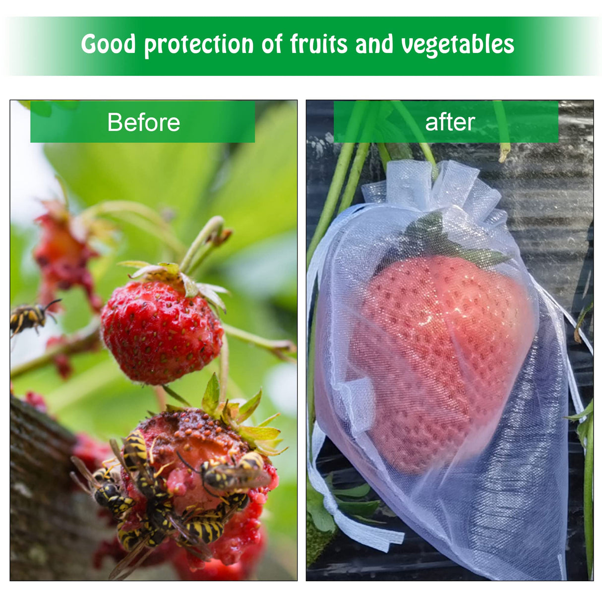 6x8 Inch 100 Pieces Organza Fruit Netting Bags - Fruit Protection Bags with Drawstring, Garden Plant Net Barrier Bag for Tomatoes, Grapes, Mangoes