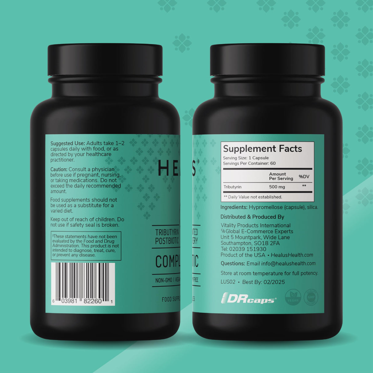 Healus Complete Biotic - Postbiotic Tributyrin Supplement - Postbiotics for Gut Health - Butyrate Gut Health Supplement