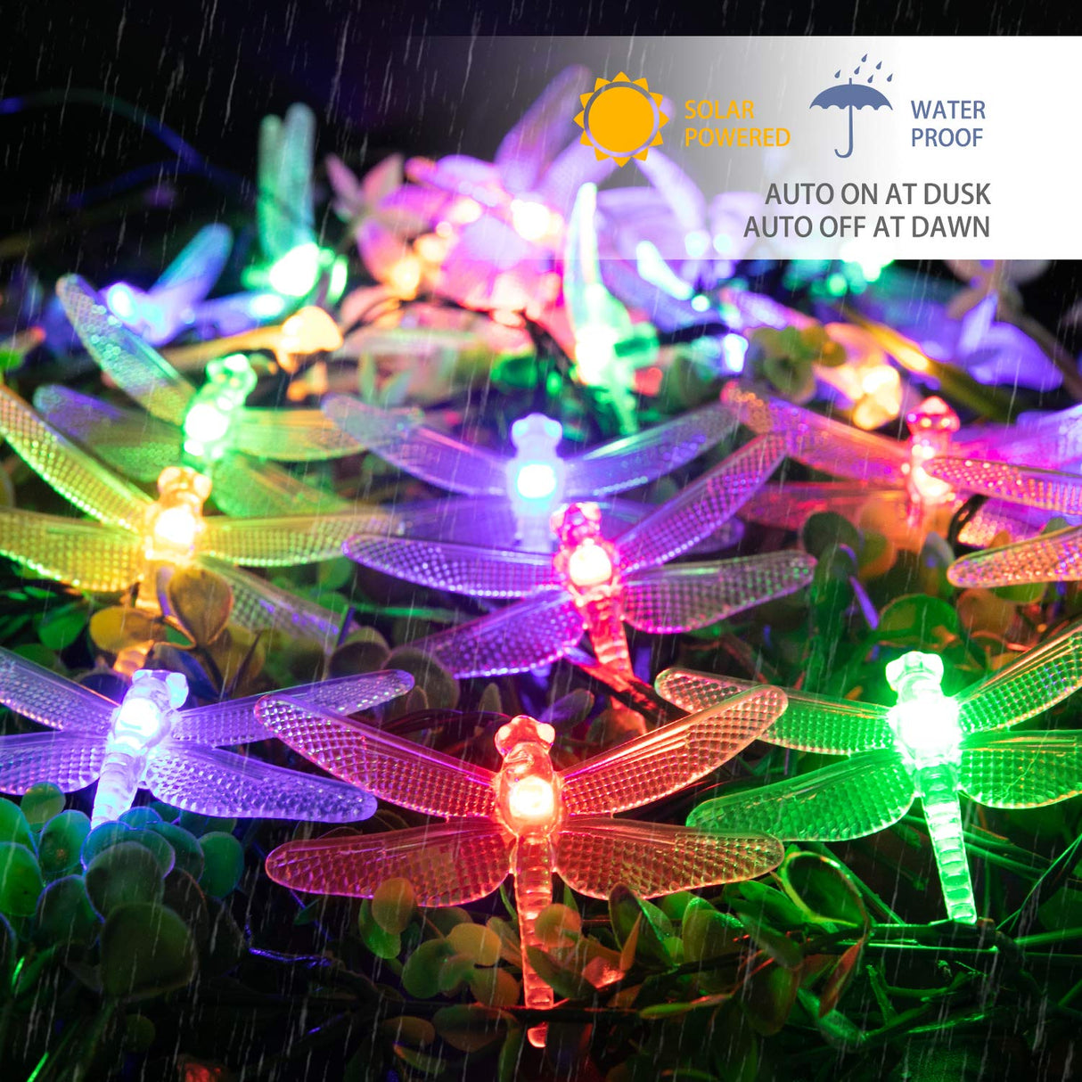 Solar Bee String Lights Outdoor 31FT 50 LED Honeybee Fairy Lights with 8 Lighting Modes, Waterproof Solar Bumble Bee for Patio Yard Garden Grass Wedding Christmas Party Decor, Warm White