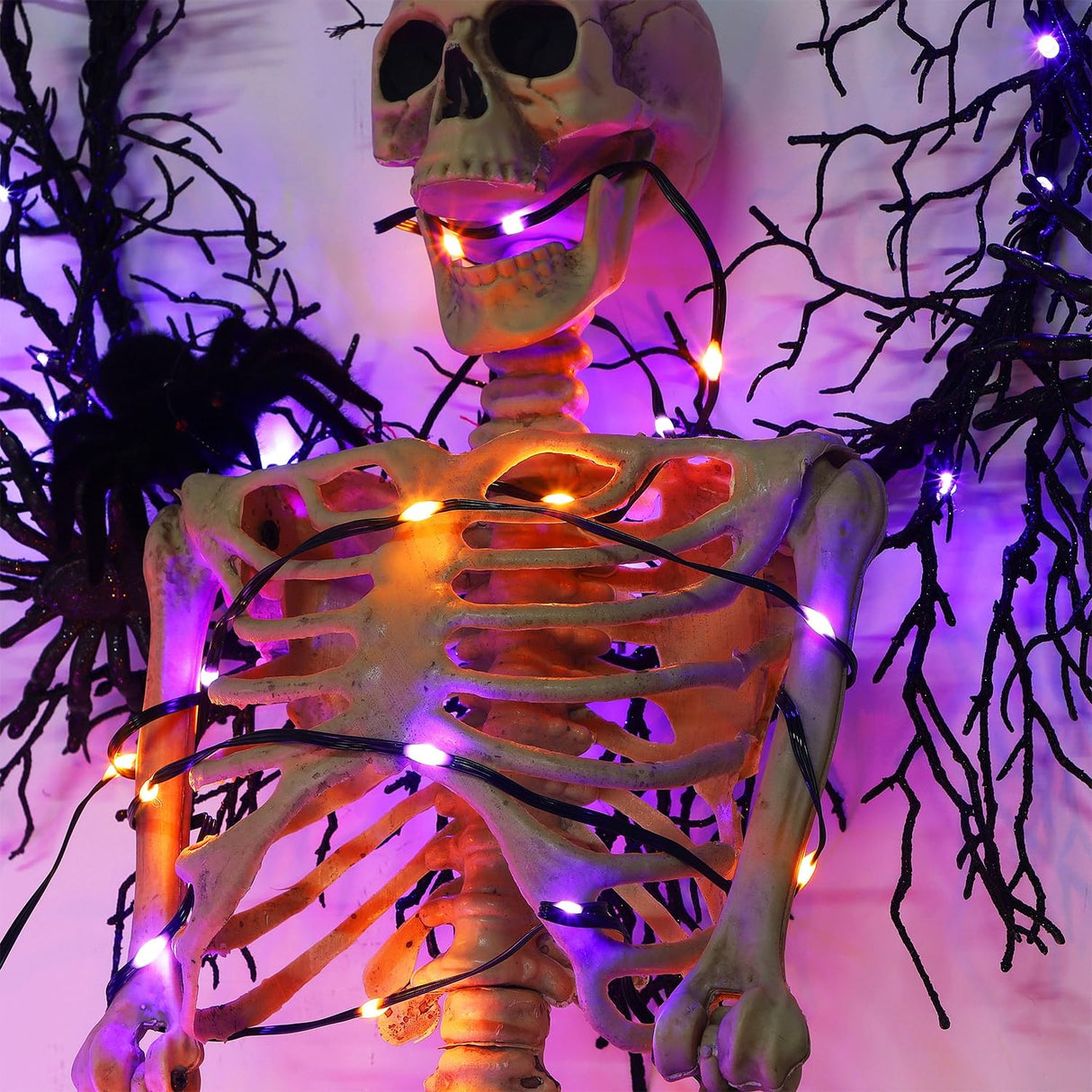 WATERGLIDE Extra Long 328FT Halloween Lights, 1000 LED Outdoor Fairy String Lights, Green PVC Copper Wire Christmas Light, Plug in 8 Modes & Waterproof for Tree Party Home Yard Decor, Orange&Purple