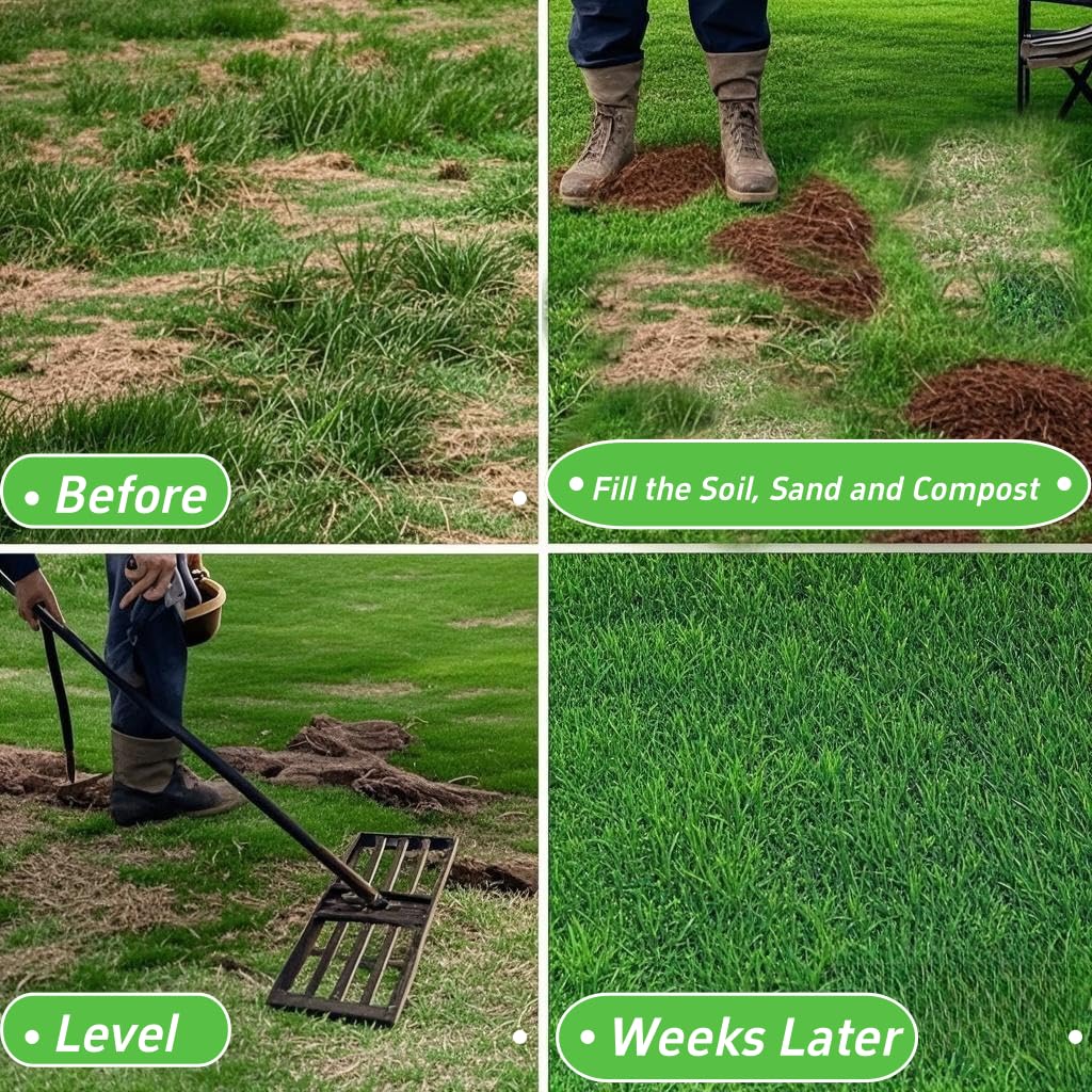 Lawn Leveling Rake, 42” x 10” Leveling Rake,Lawn Leveler w/ 72” Long Non-Slip Handle, Level Lawn Tool for Grass, Golf Field, Level Soil or Dirt Ground