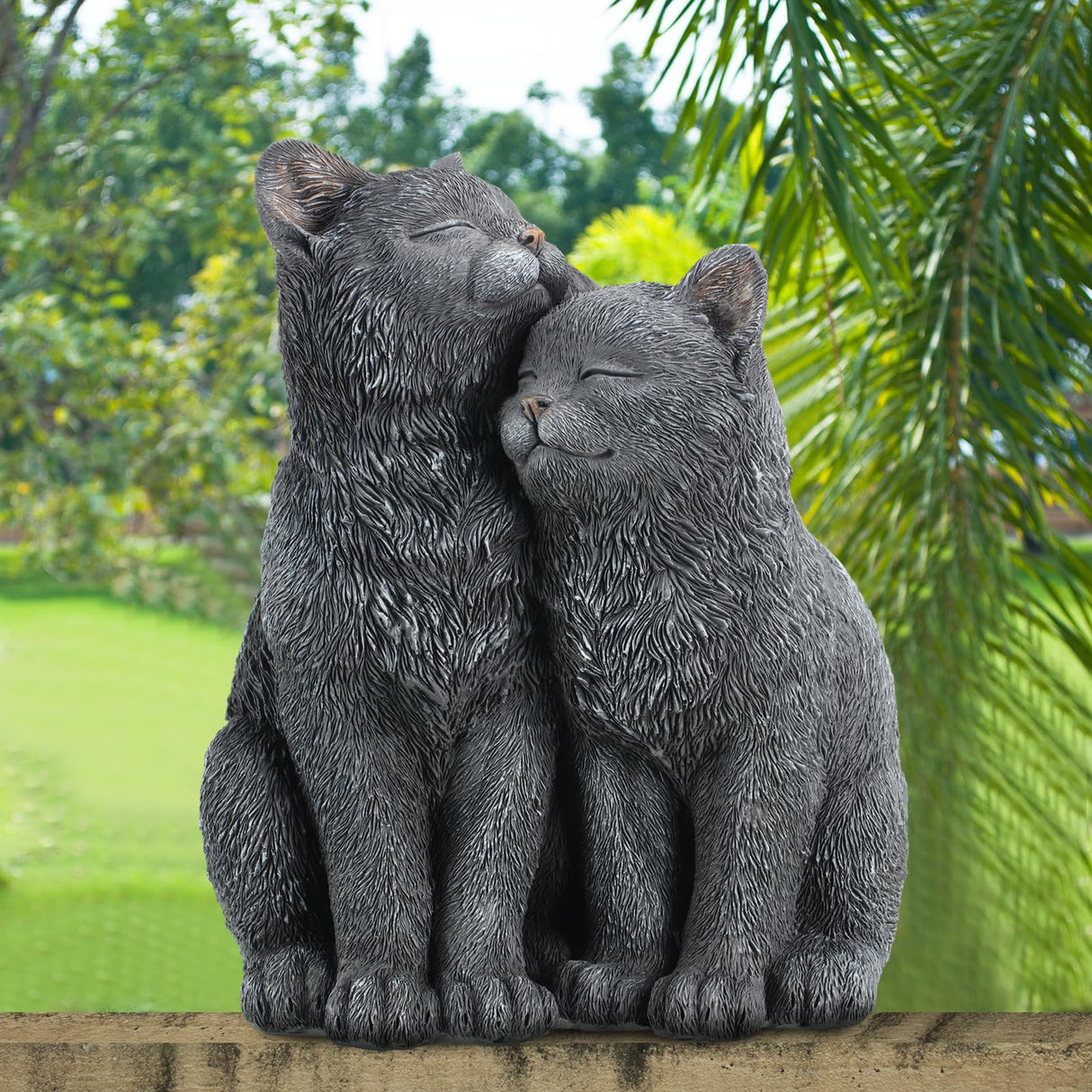 Wenqik Black Cat Statue for Garden Couple Kitten Figurines Decor Resin Cat Sculpture Decorative Garden Statues for Outside Patio Yard Farmhouse Gifts for Animal Lovers Mom 8.66 x 5.7 x 10.62 Inch