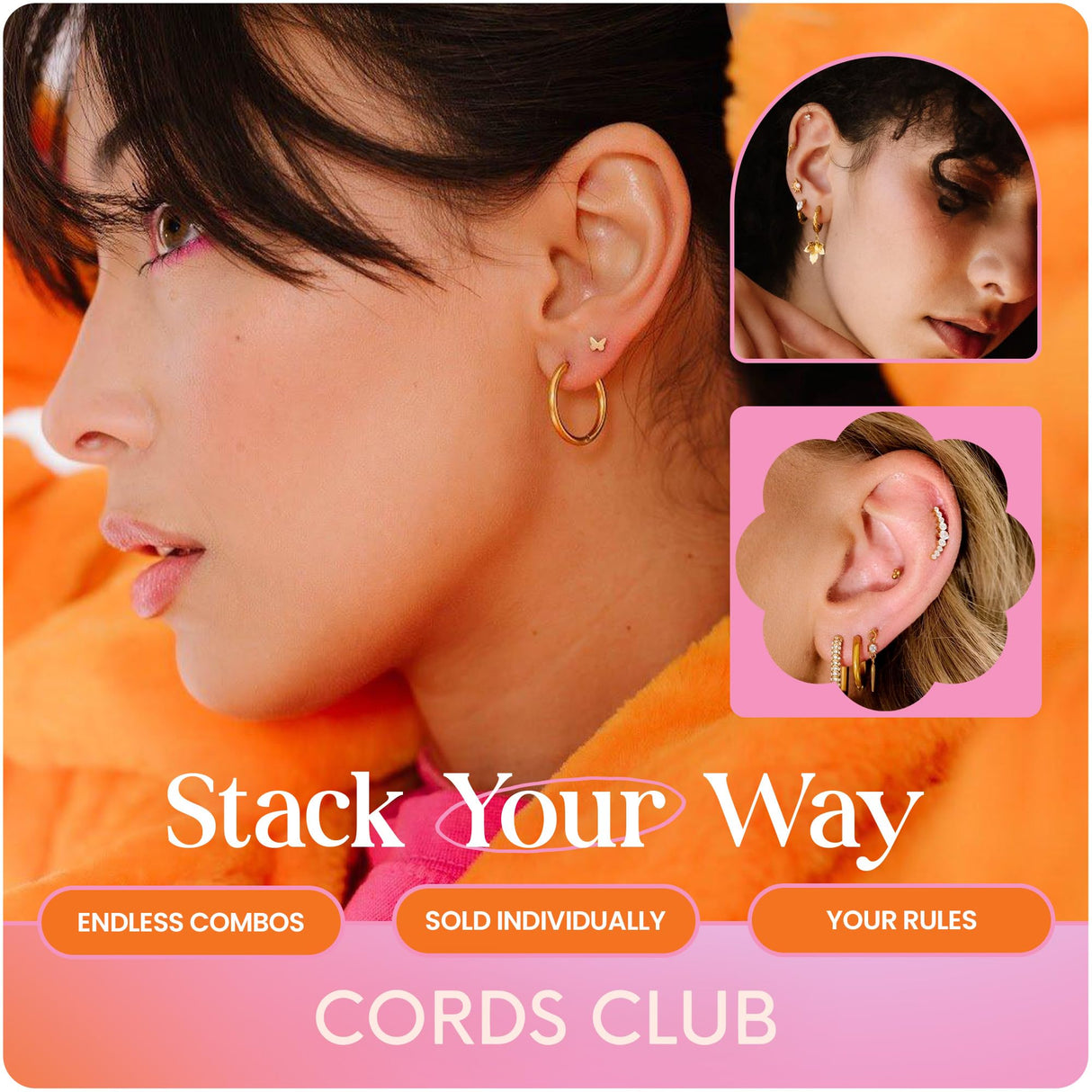 Cords Club Marquise Flat Back Stud-Hypoallergenic Titanium Women's Earring