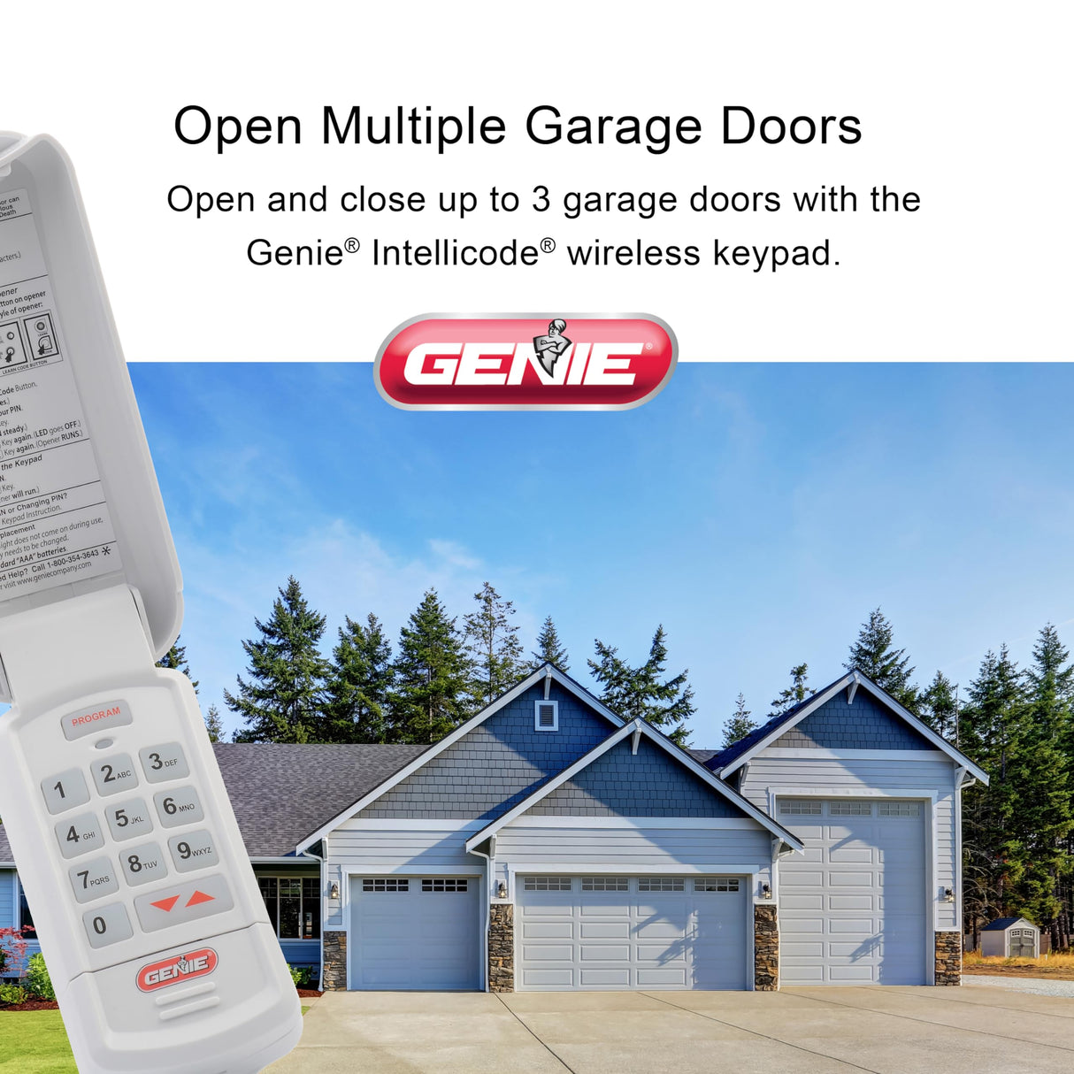 Genie Garage Door Opener Wireless Keyless Keypad - Safe & Secure Access - Compatible with All Genie Intellicode Garage Door Openers - Easy Entry into the Garage With a PIN - Model GK-R, White