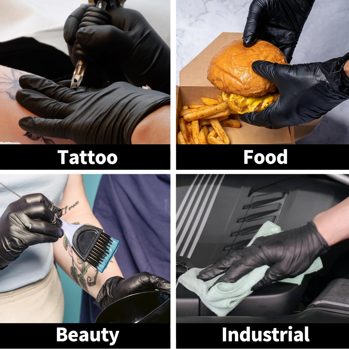 Basic Disposable Medical Synmax Vinyl Exam Gloves - 4 mil Safty Glove 1000pcs - Latex-Free & Powder - SGBE 8003, Large (Case of 1000, Black)