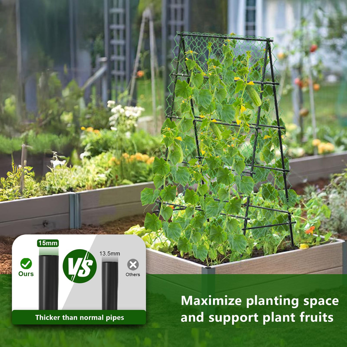 AlisisFores A-Shape Garden Trellis for Climbing Plants, Black