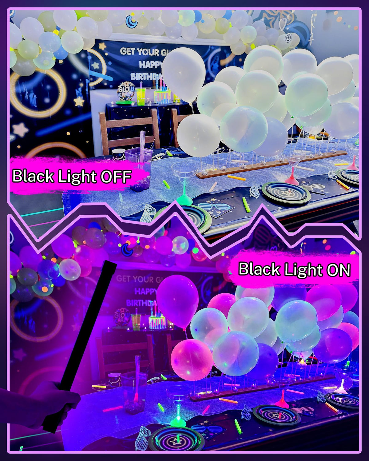 2 Pack Rechargeable Black Light Bar, 5000mAh Large Capacity Battery Powered