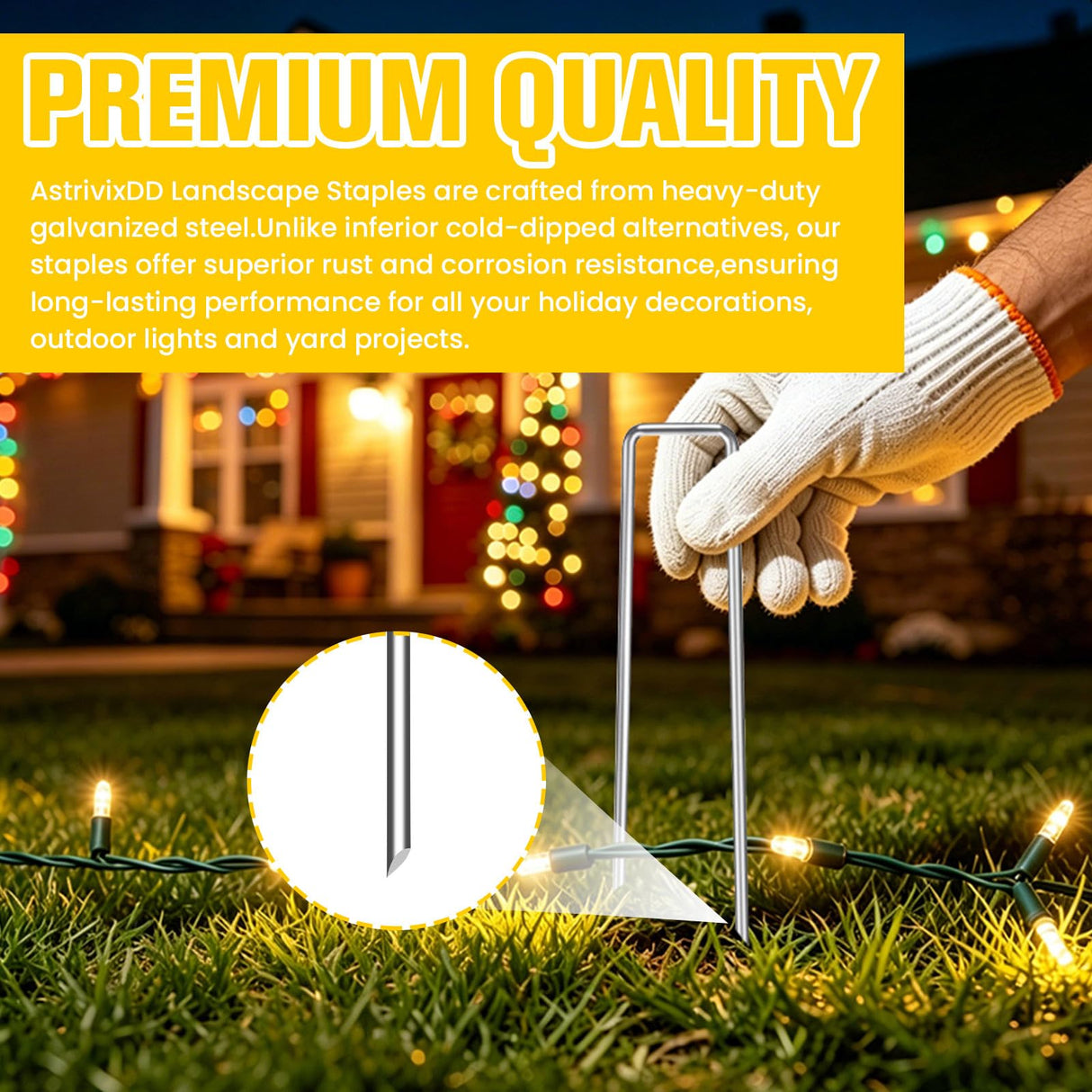 300 Pack 6 Inch Landscape Staples, Heavy Duty Anti-Rust Garden Stakes, 11 Gauge Galvanized SOD Landscaping Fabric Pins Garden Staples for Weed Barrier Fabric, Irrigation Tubing, Lawn and Fence