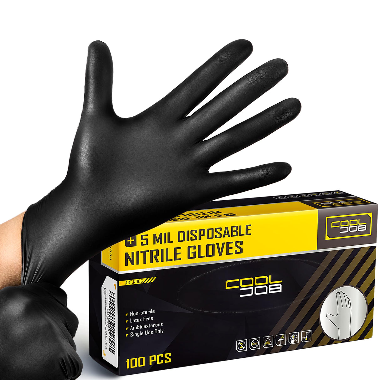 COOLJOB 5 Mil Disposable Nitrile Gloves, Heavy Duty Gloves for Household Cleaning, Cooking, Food Safe & Powder Free, 1000 Count Large