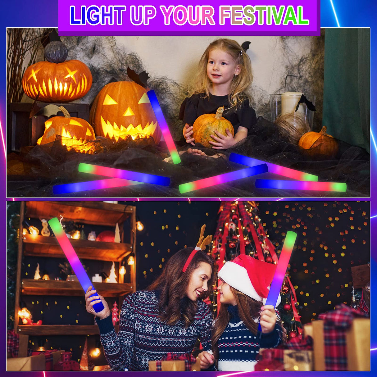 Taotuo Glow Sticks Bulk, 20 Pack LED Light Up Foam Sticks 3 Modes Color Flashing,Glow Party Supplies for Wedding Birthday, Raves, Concert, Camping, New Year, Carnival, Halloween Christmas