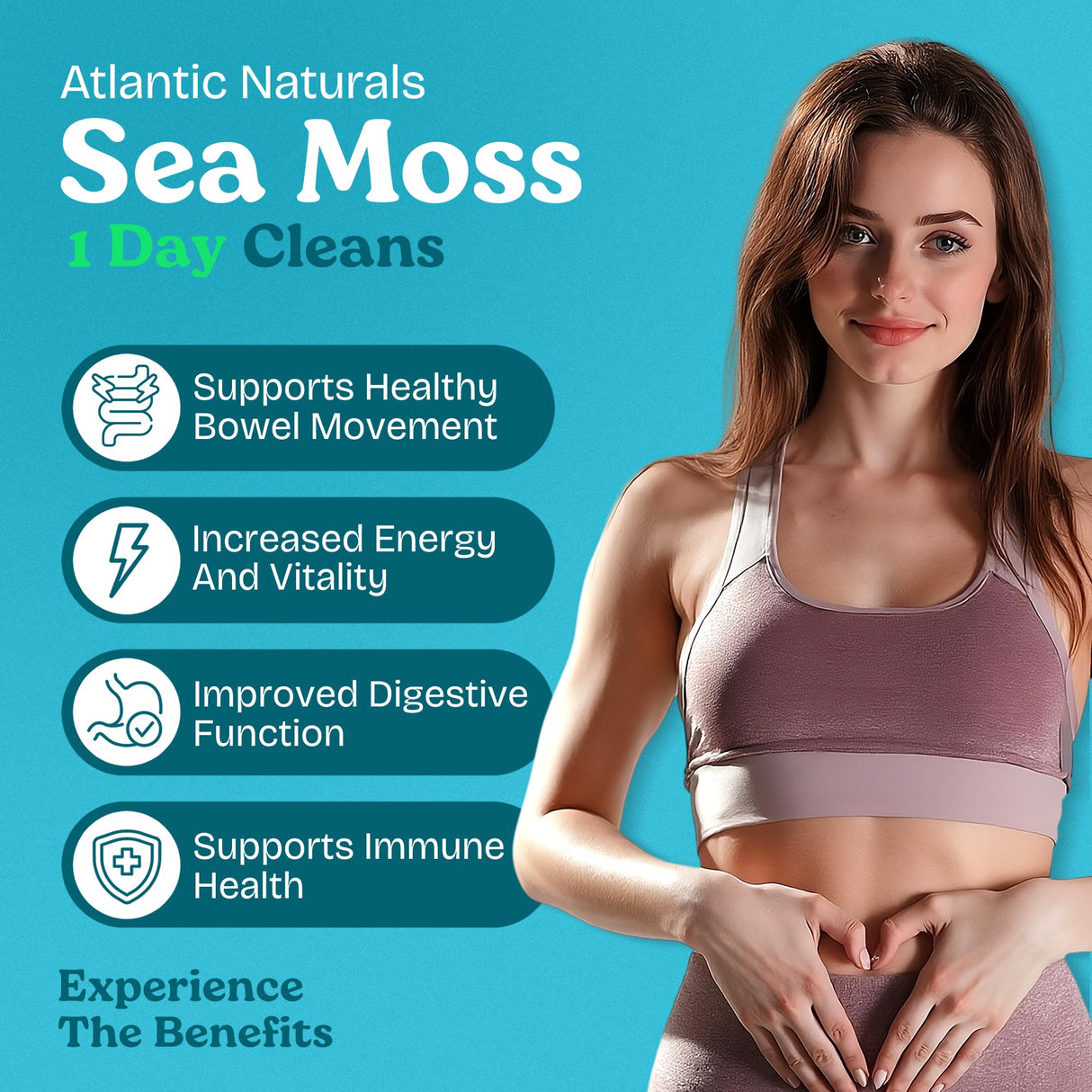 Atlantic Naturals - 1 Day Colon Cleanse Full Body Detox Drink - Sea Moss Supplement for Women & Men, Gut Health, Kidney & Liver Immune Energy Enhancer Gut Cleanse - Lemon Flavor Juice, 8 fl oz