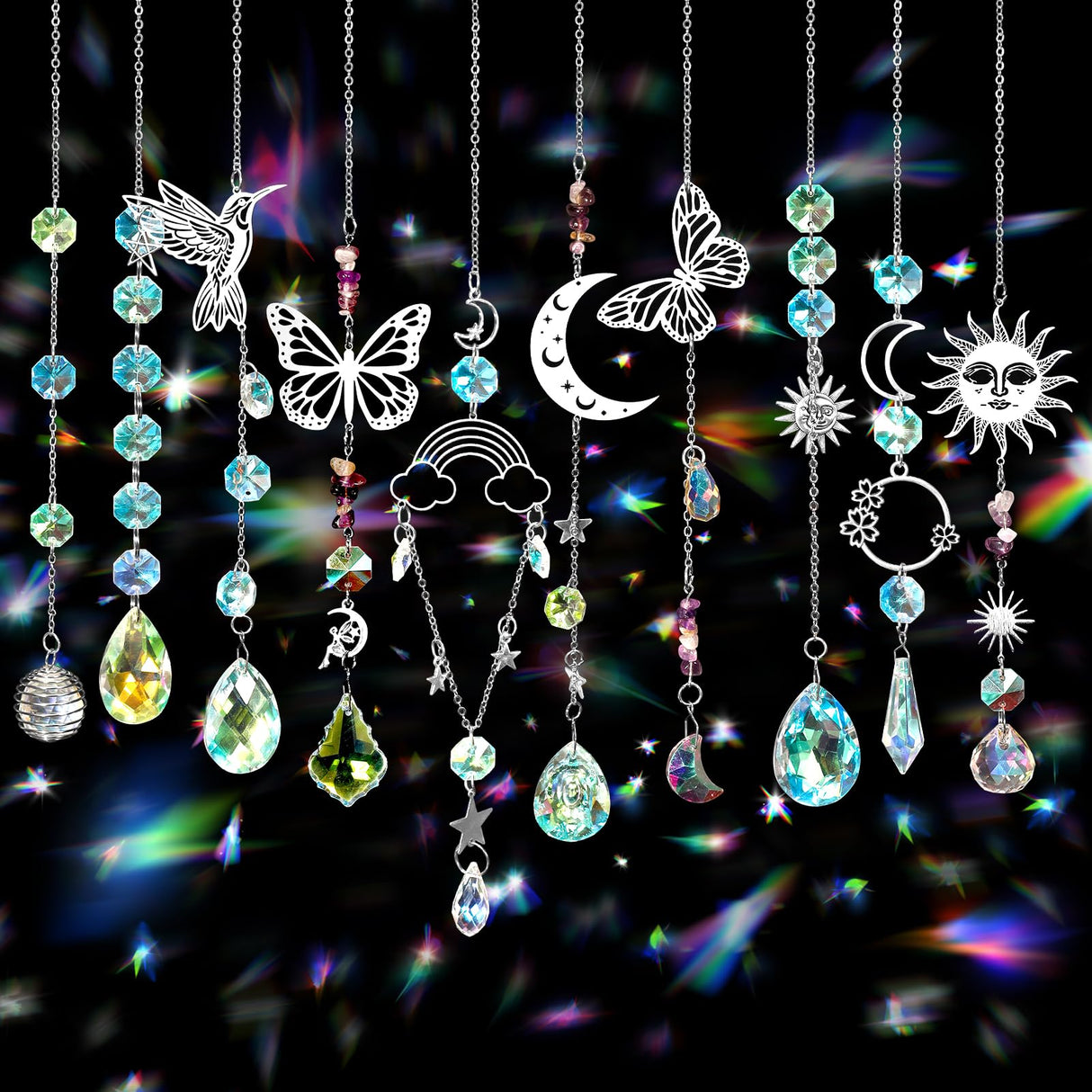 400Pcs DIY Suncatcher Making Kits,Crystal Suncatcher Prism Hanging Kit with Hooks/Chain Rainbow Maker,Make Your Own Decorative Hanging Suncatchers for Adults Wedding Windows Home Garden