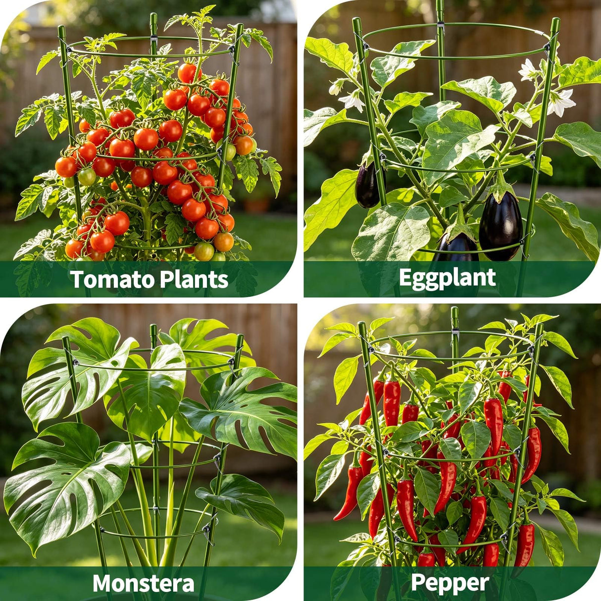 Gootaimi Large Tomato Cages, 24 Inch Tomato Cages for Garden, Plant Support Cages for Tomatoes, Potted Indoor Outdoor Plants, Flower Vine Climbing Plant Tomatoes Trellis, 2 Packs