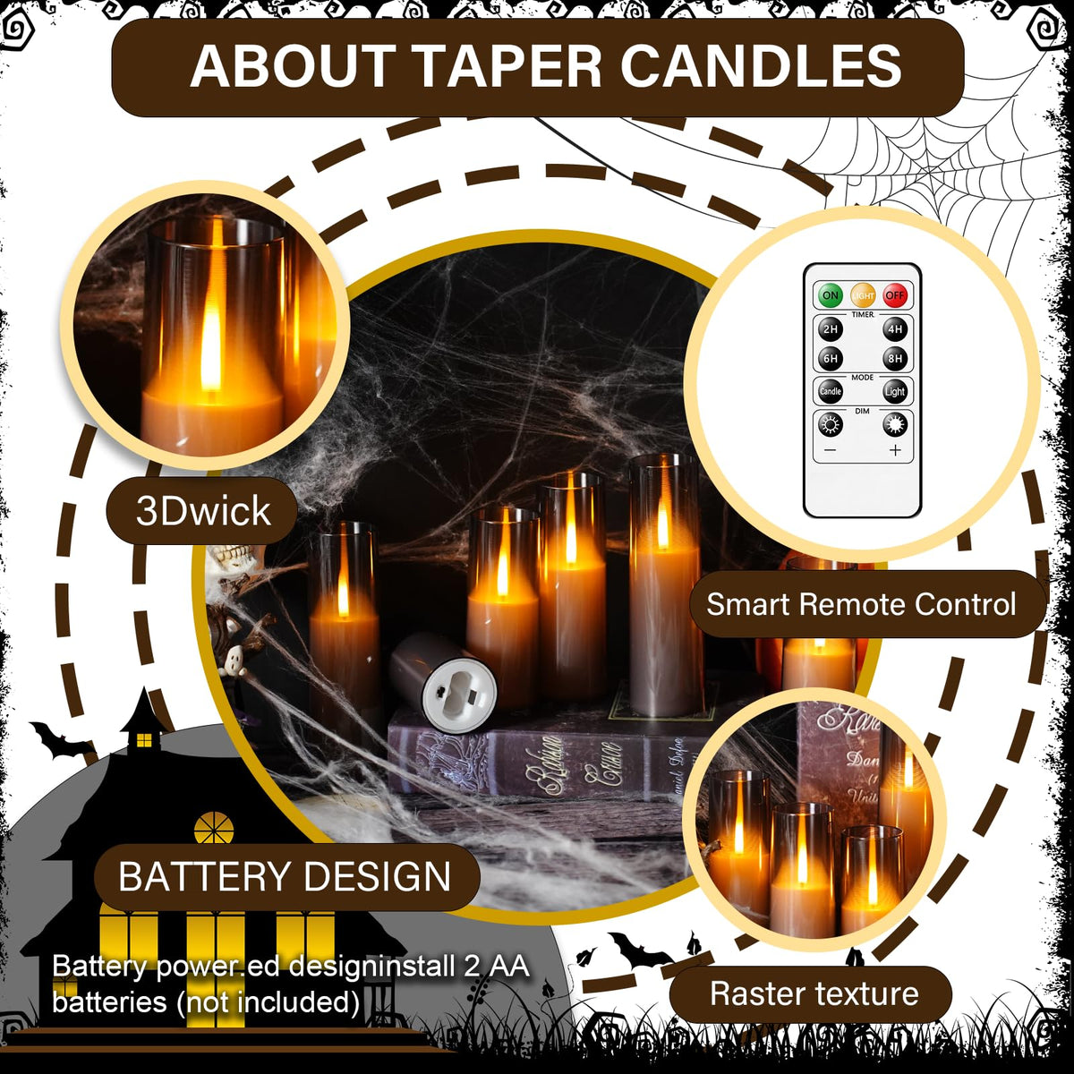 kakoya Flameless LED Candles Upgraded Realistic Flickering Flame,7Pcs Battery Operated Candles with Remote Timers,LED Pillar Candles for Home Decor,Christmas,and Parties(Grey)