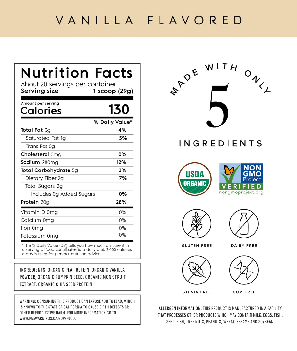 Truvani Vegan Pea Protein Powder | Vanilla | 20g Organic Plant Based Protein Per Serving | 20 Servings | Keto | Gluten & Dairy Free | Low Carb | No Added Sugar