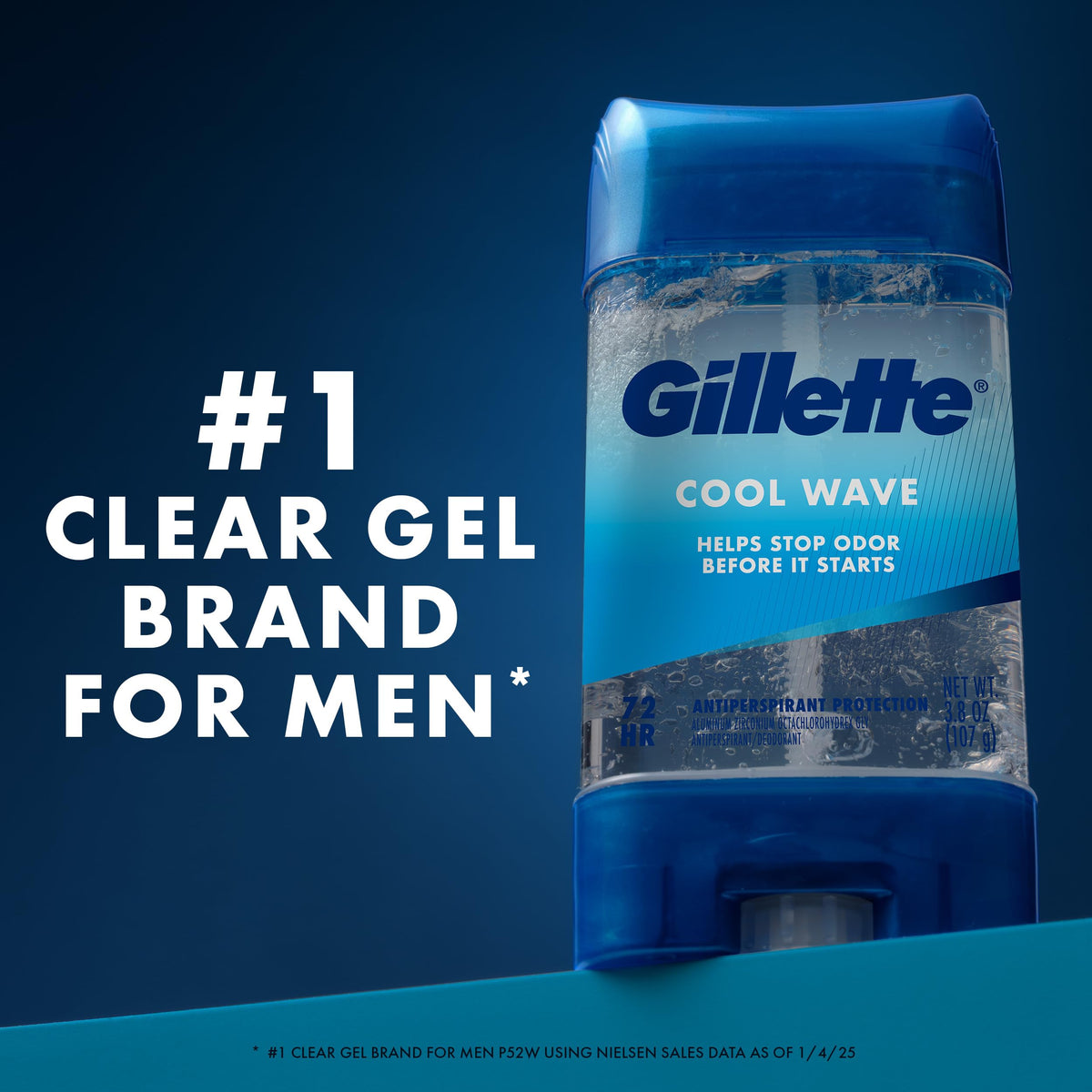 Gillette Antiperspirant Deodorant for Men, Cool Wave Scent 3.8 oz Pack of 4