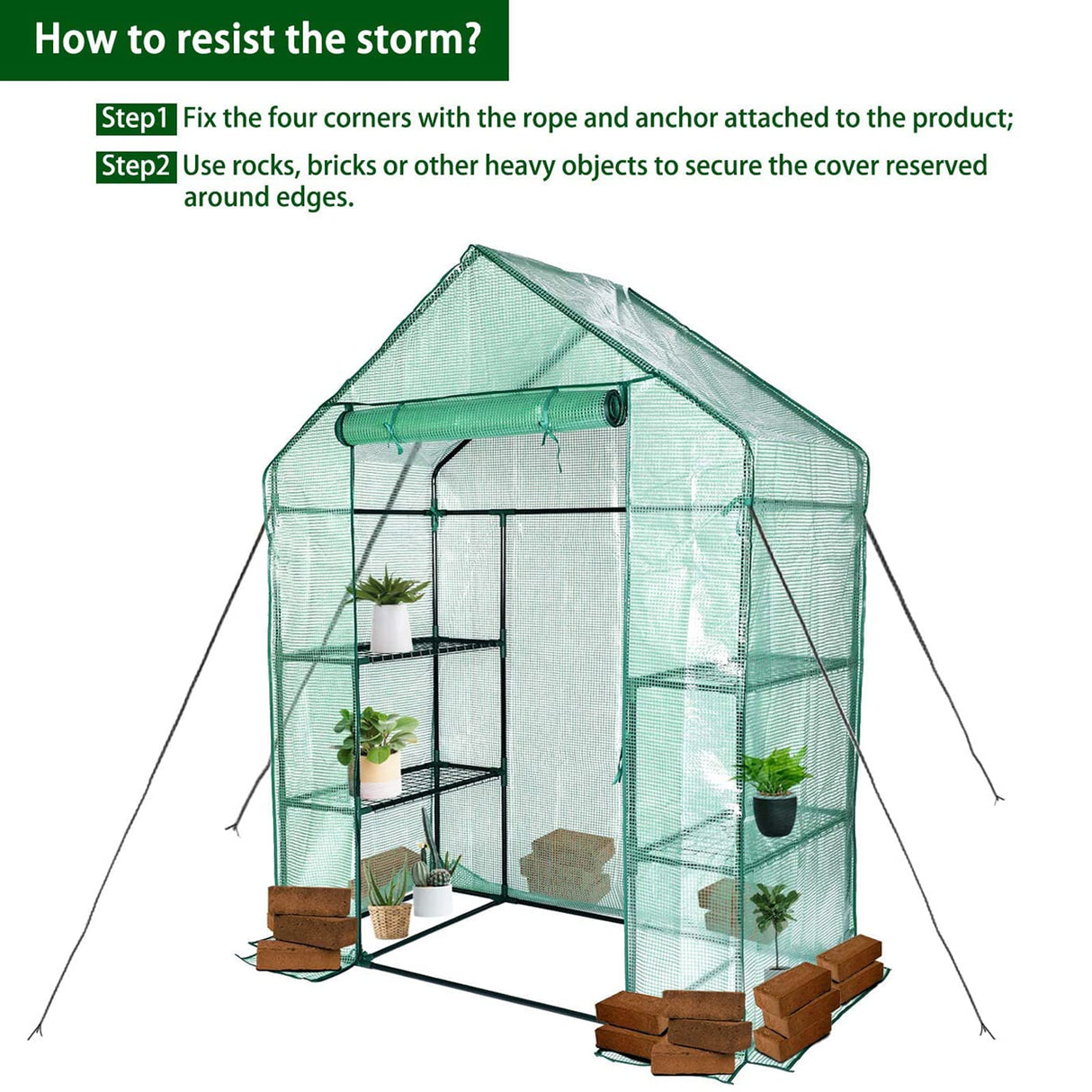 KOKSRY Mini Greenhouse,Greenhouses for Outdoors,Portable Walk in Green House for Garden Plants that Need Frost Protection and Away from Animals(56"x30"x76")-Green