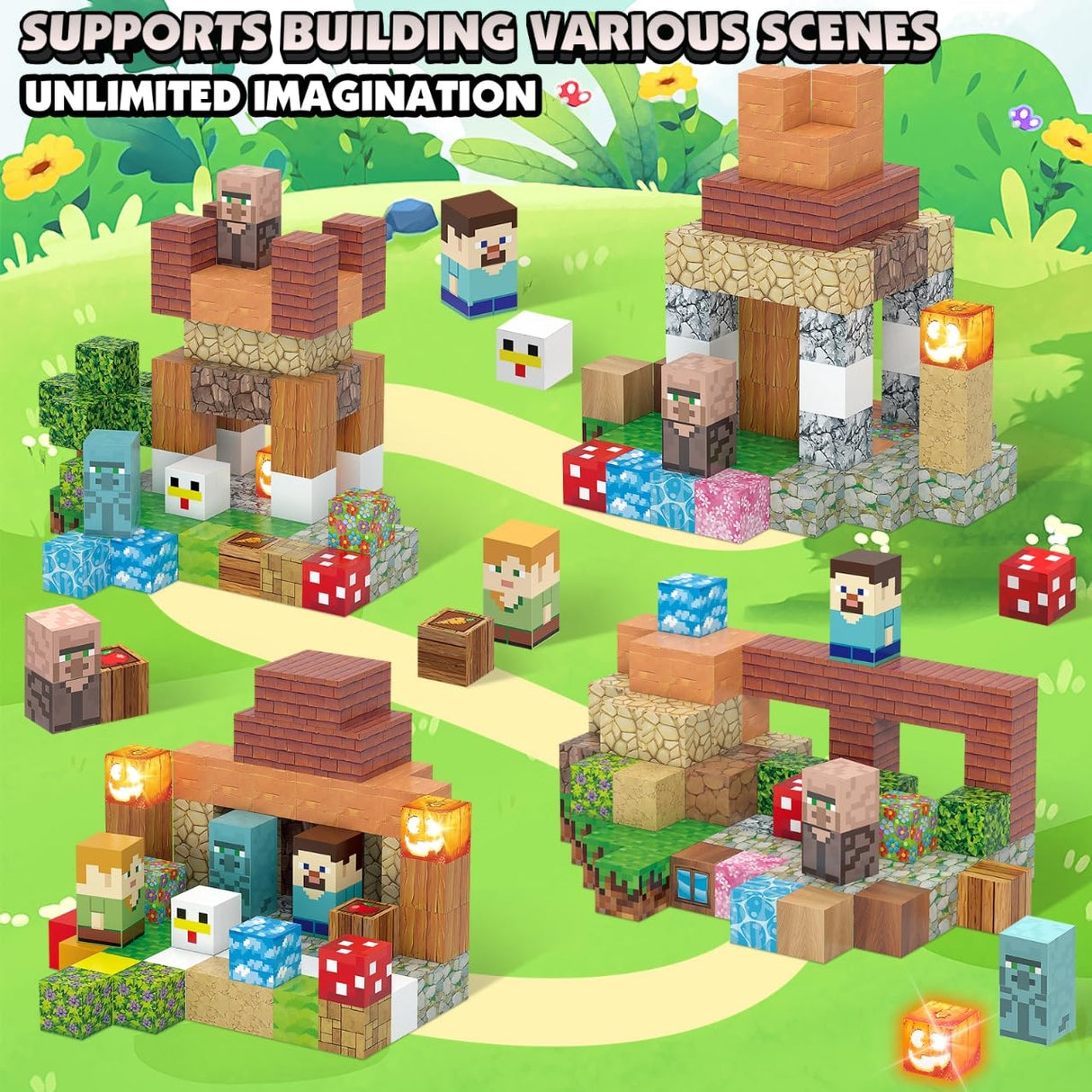 AIDYVOI Magnetic Blocks Toy Building Set for Kids 3+, Light Up Magnetic Building Blocks, 3D Construction Build Toys STEM Sensory Magnet Cubes Christmas Birthday Present