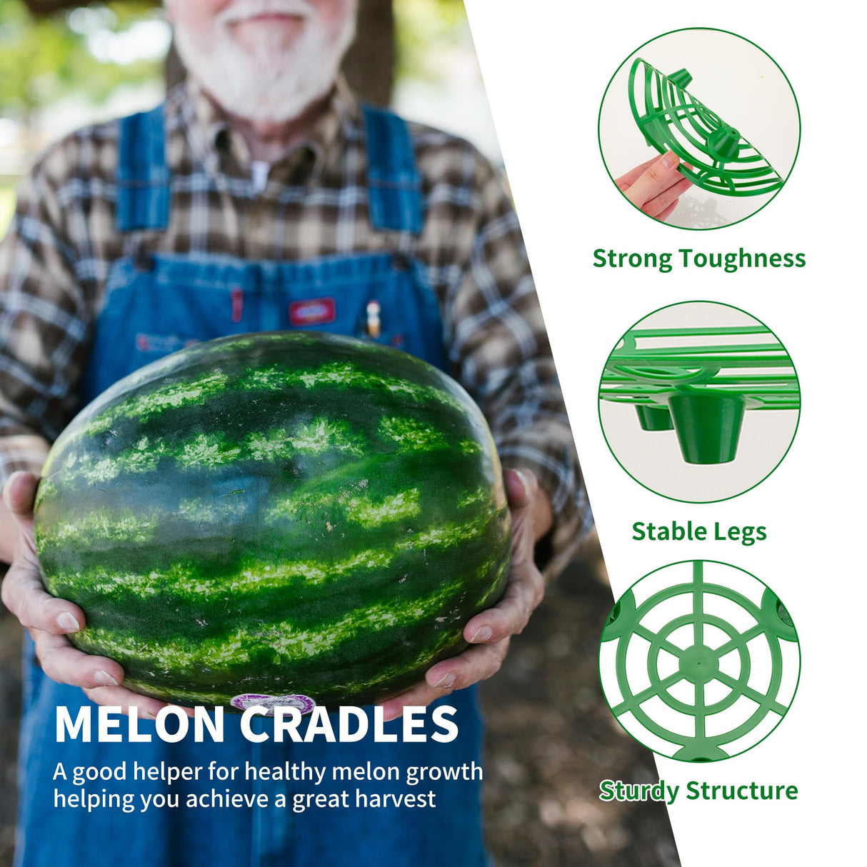 15 Pack Melon Cradle for Garden Pumpkin Support Stand Trellis,Avoid Ground Rot,Plastic Plant & Garden Support for Pumpkin Watermelons Squash Strawberries(Green)