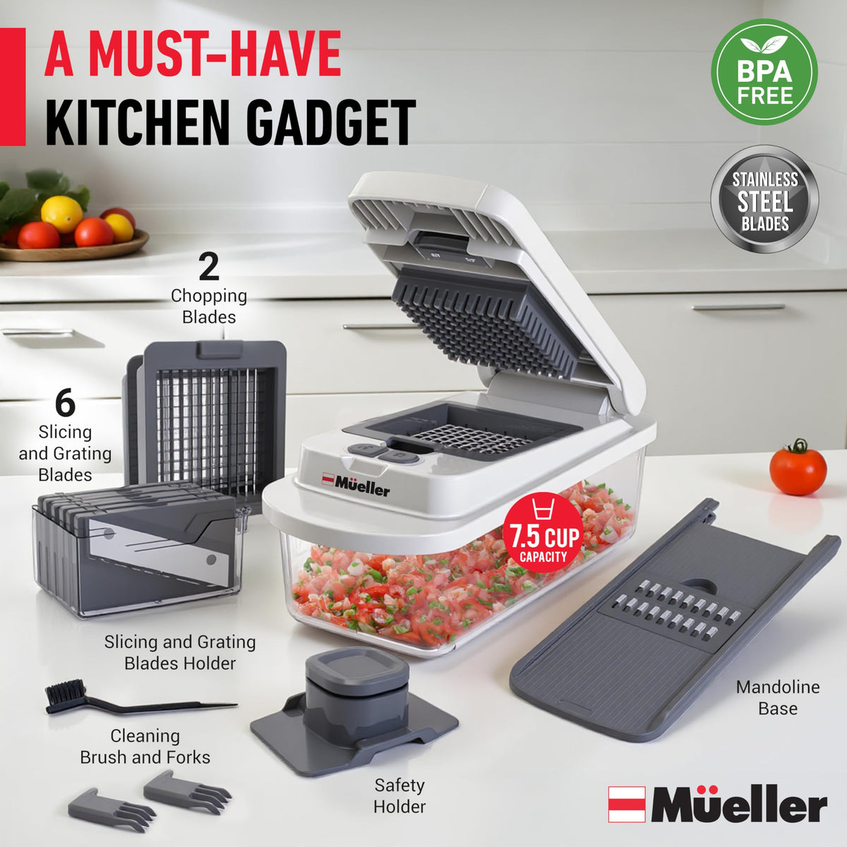 Mueller The Real Original Pro Vegetable Chopper & Mandoline Slicer, 10-in-1