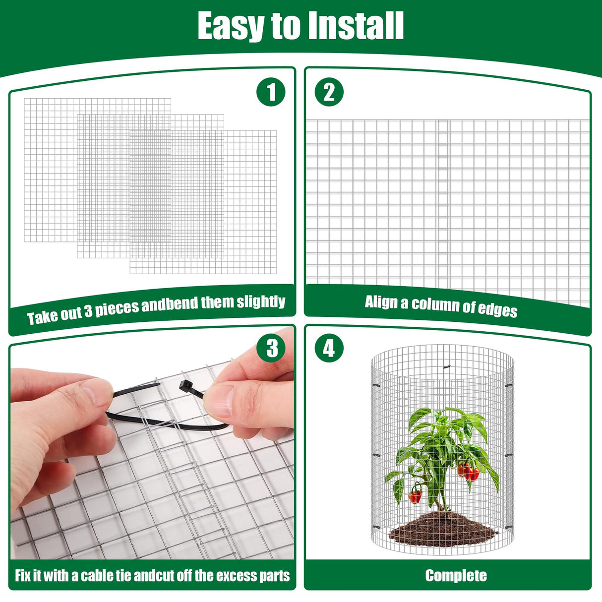 30Pcs Garden Plant Protector Cage 12''x12'', 10 Set Metal Wire Protectors