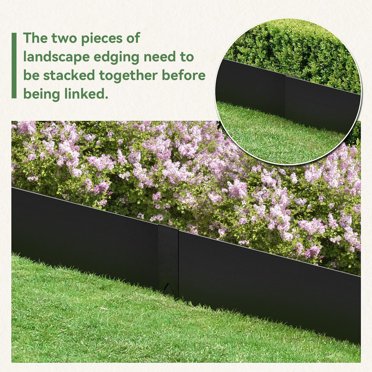 Landscape Edging Kit - 40" L x 6" H Each (20ft Total) Galvanized Bendable Metal Garden Edging for Lawn Yard- No-Dig Hammer-in Heavy Duty Metal Edging Border with 6 Clips