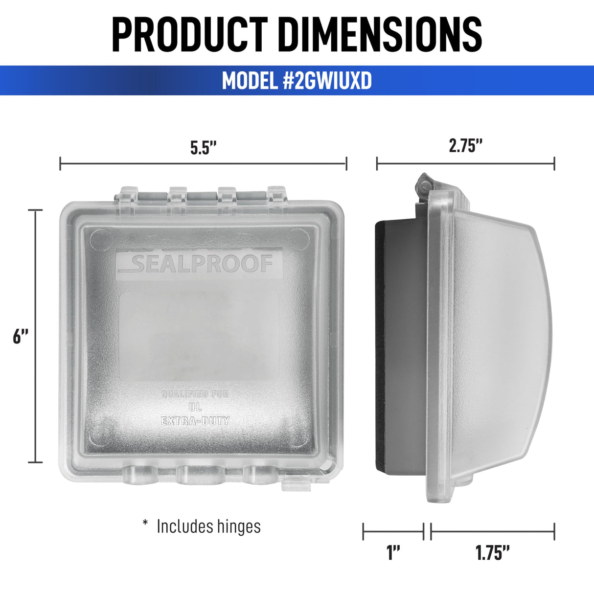 Sealproof 2-Gang Weatherproof In Use Outlet Cover | Two Gang Outdoor Plug and Receptacle Protector, Lockable, UL Extra Duty Compliant, 45 Configurations