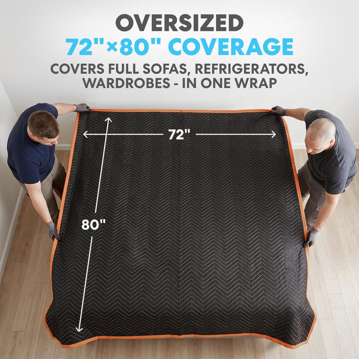 SIMPLI-MAGIC 79523 Heavy Duty Padded Moving Blankets, Black/Orange, 72” x 80”, 12 Pack
