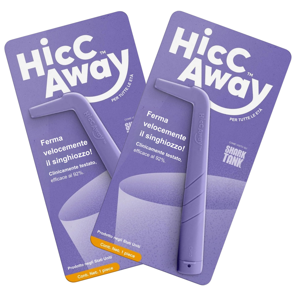 HICCAWAY Hiccup Straw - Stops Hiccups Naturally & Fast - As Seen On Shark Tank - Clinically Proven Relief for All Ages, Children & Adults - Safe, Lightweight, & Reusable (Purple, 2 Pack)