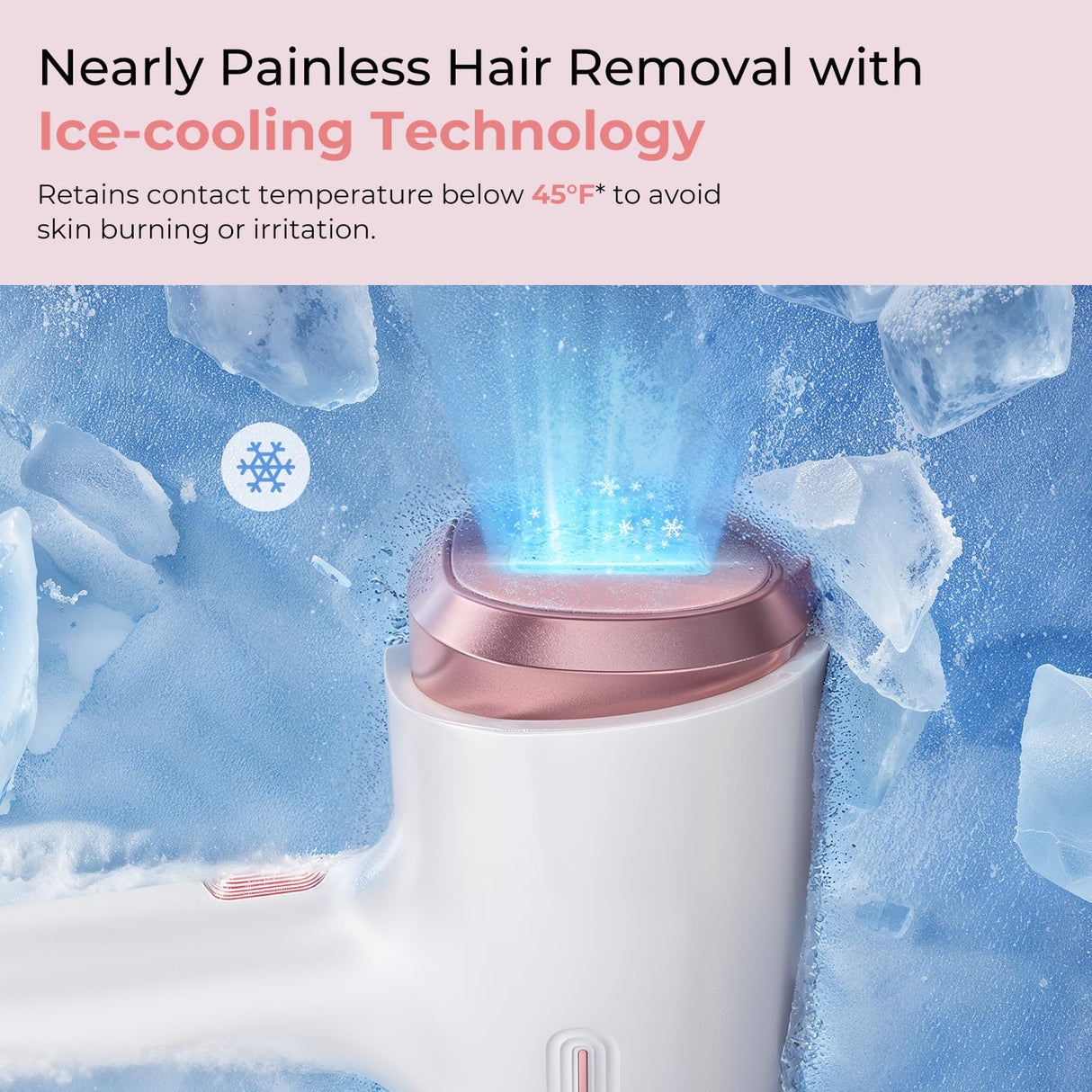 Finequin Laser Hair Removal for Women & Men, 45°F Ice-Cooling Contact, Safe & Virtually Painless Alternative to Salon IPL Hair Removal Device, Long-Lasting Hair Removal from Home, with Razor & Glasses