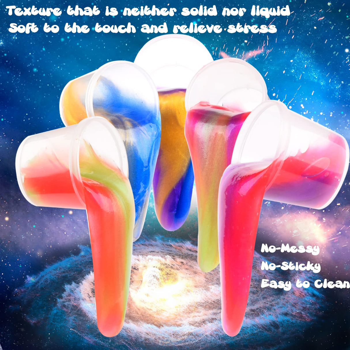 Galaxy Slime Kit with 60 Pack,Slime Party Favors for Kids, Non Sticky,Wet,Soft Sludge Toy Mini Slime Bulk for Boys Girl, Stress Relief,Goodie Bags, Christmas Stuffers