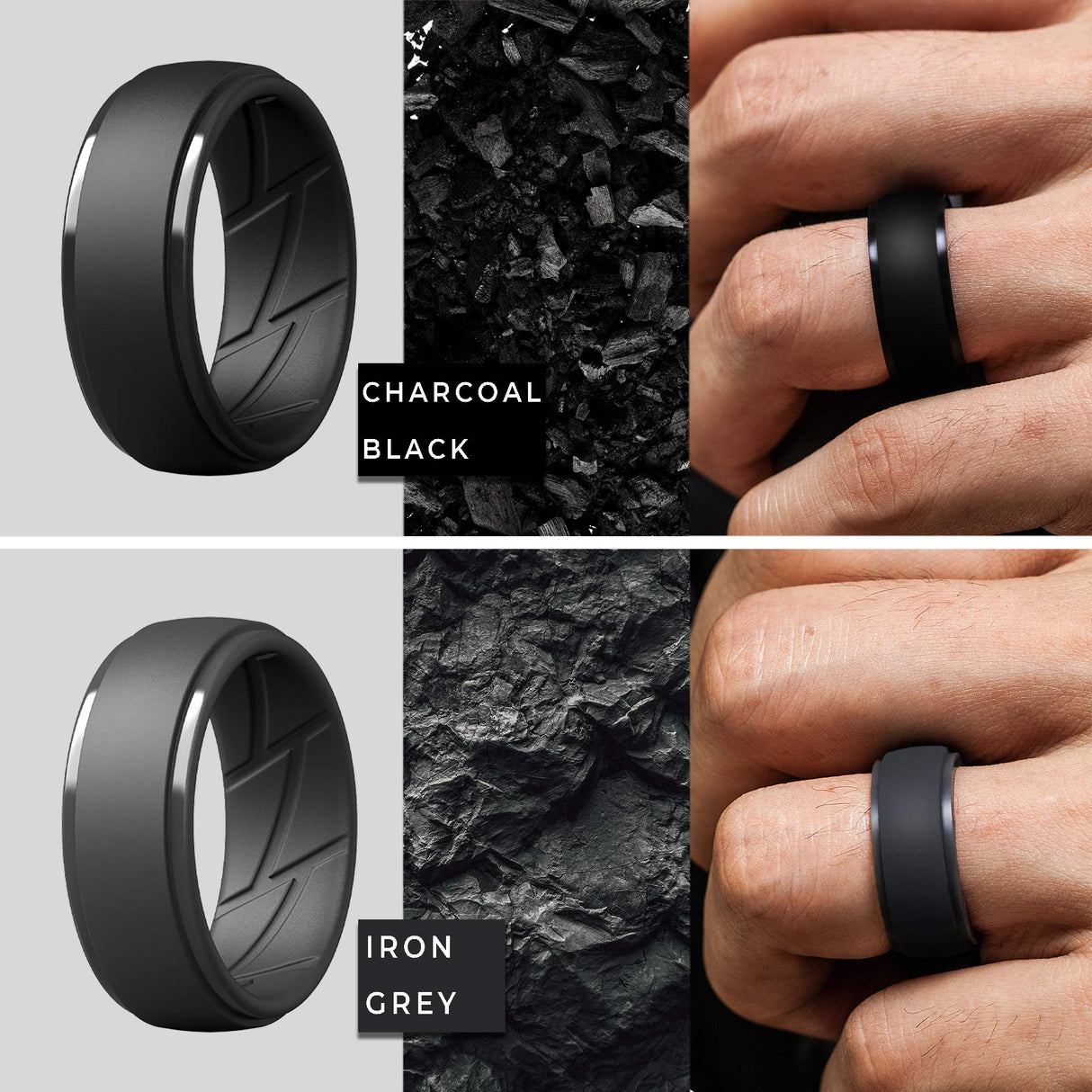 ThunderFit Men's Silicone Rings, Breathable Rubber Bands, 10mm Wide