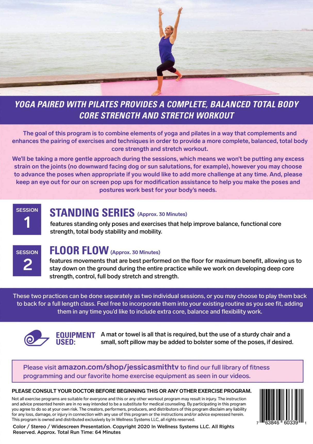 Gentle Yoga Plus Pilates DVD: Low Impact Abs, Core, Flexibility, Balance, Two Total Body At Home No Equipment Workouts with Jessica Smith