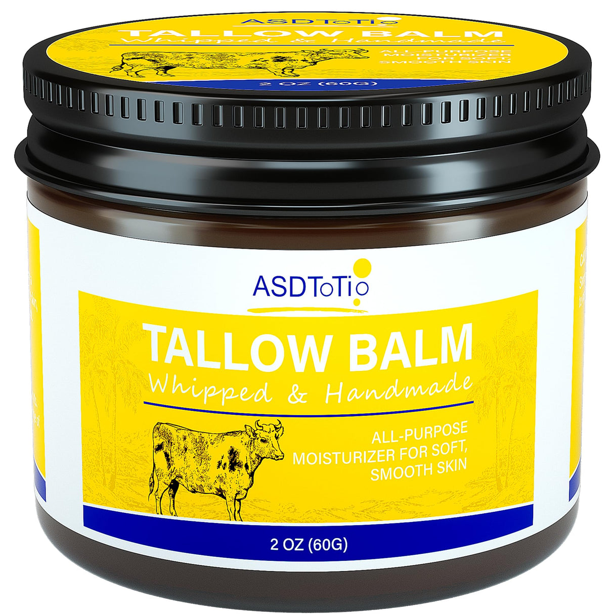 ASDToTio Handmade Whipped Tallow Balm for Skin Care- All Natural Grass Fed Beef Tallow All Purpose Balm,Face and Body Moisturizing Cream, Tallow Balm For Dry Skin- 2 oz