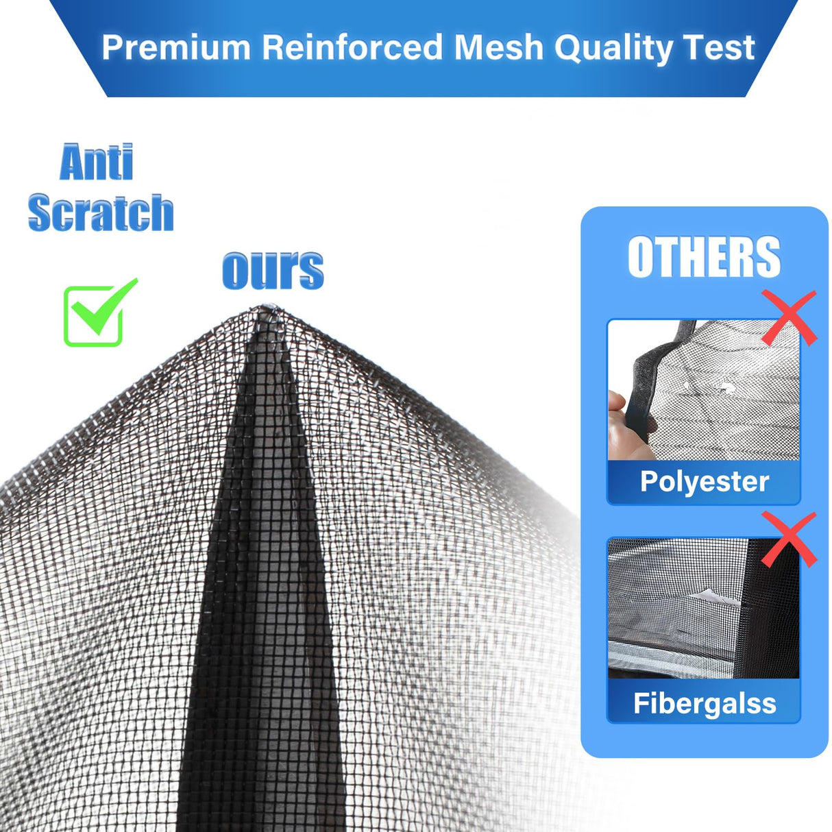 LONGEAS Magnetic Screen Door Upgraded PET Mesh Stronger Than Fiberglass and Polyester,Hands Free,Keeps Bugs Out,Pet & Kid Friendly,Suitable for Sliding Door,Large Patio Door and French Door-72''x80''