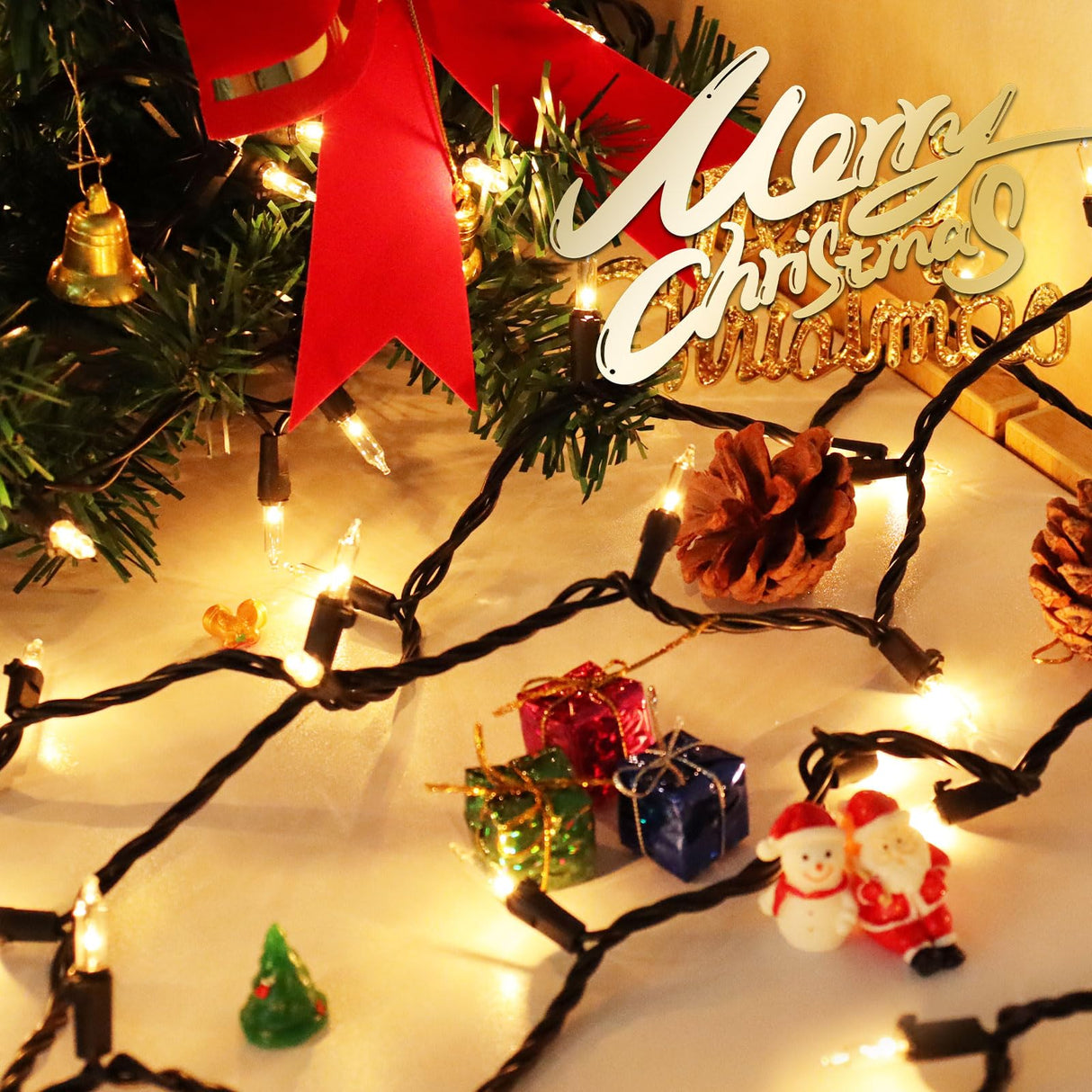 CXLHO Clear Christmas Lights 66FT 200 Incandescent Bulbs Warm White Mini Lights with Black Wire for Christmas Tree, Garland, Thanksgiving, Wedding, Party, Home, Indoor & Outdoor Festival Decoration